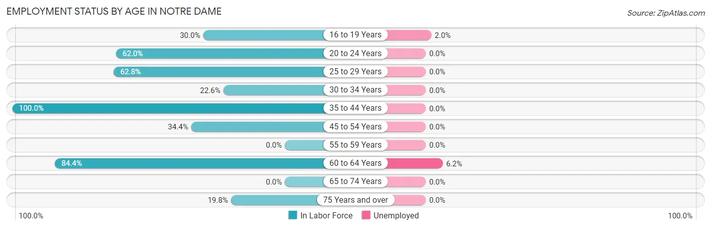 Employment Status by Age in Notre Dame