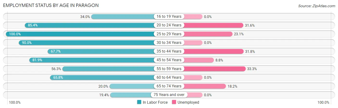 Employment Status by Age in Paragon