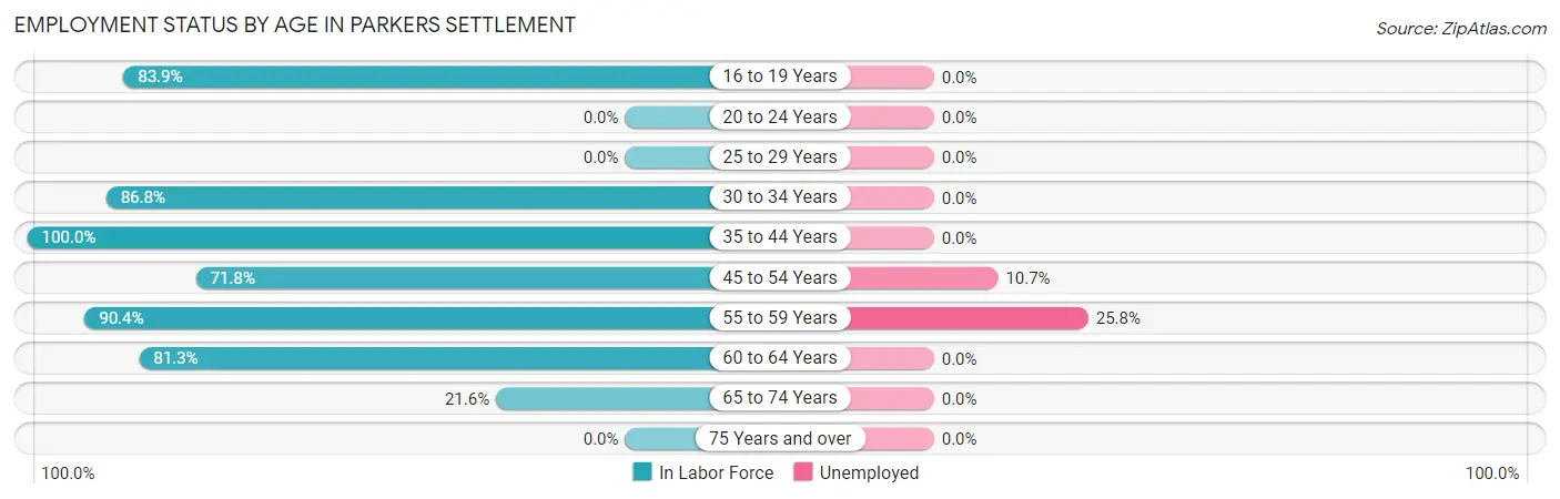 Employment Status by Age in Parkers Settlement