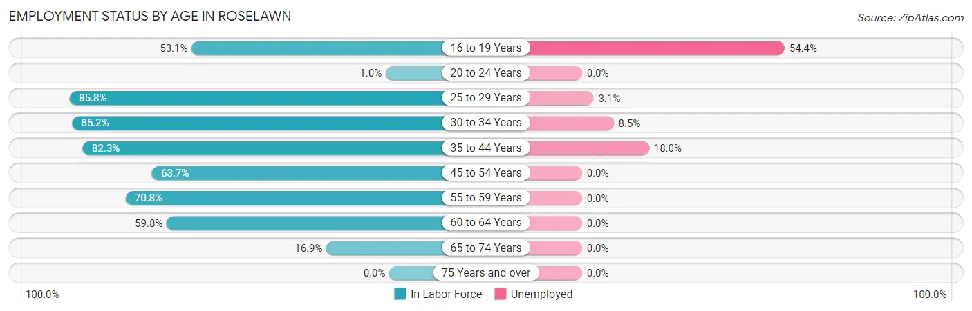 Employment Status by Age in Roselawn