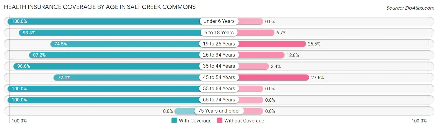 Health Insurance Coverage by Age in Salt Creek Commons