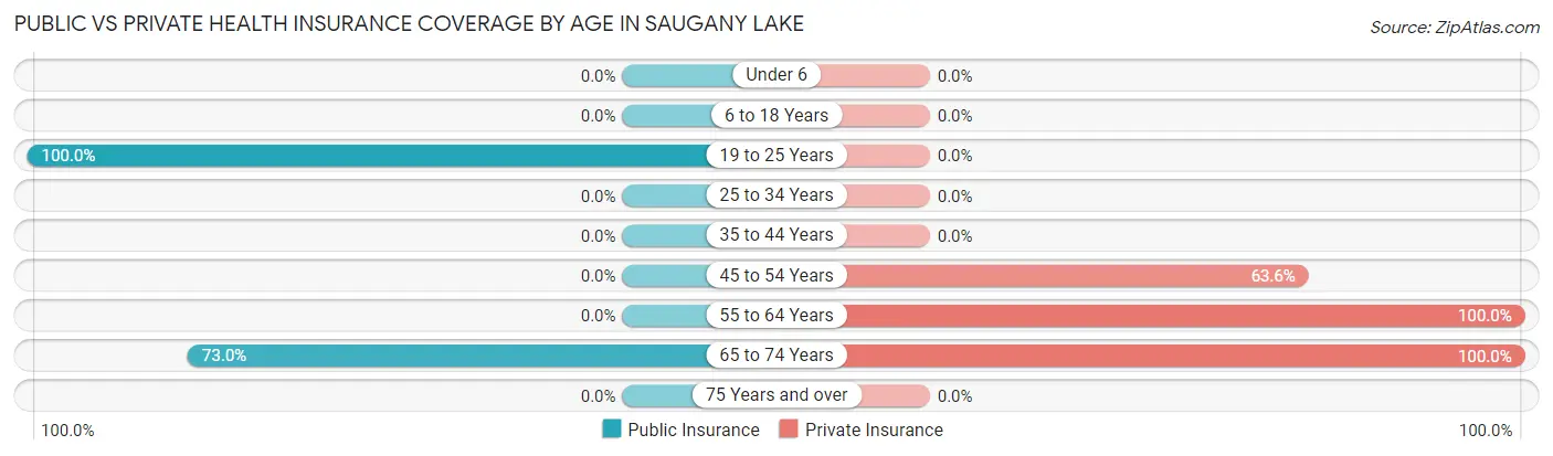 Public vs Private Health Insurance Coverage by Age in Saugany Lake