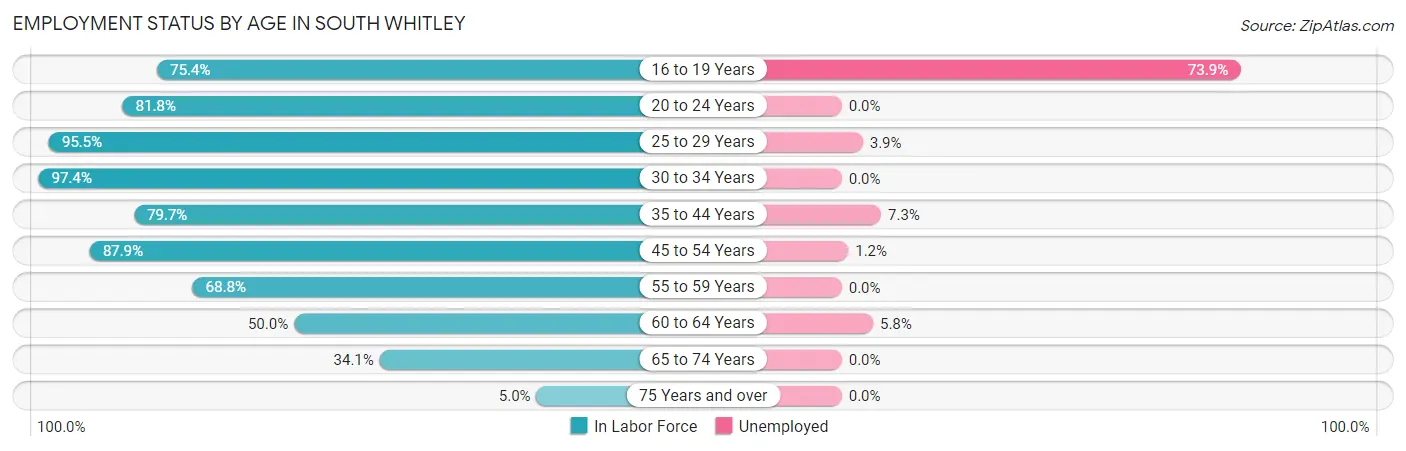 Employment Status by Age in South Whitley