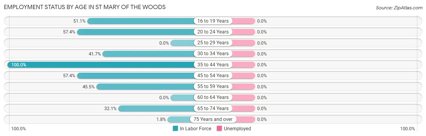 Employment Status by Age in St Mary of the Woods