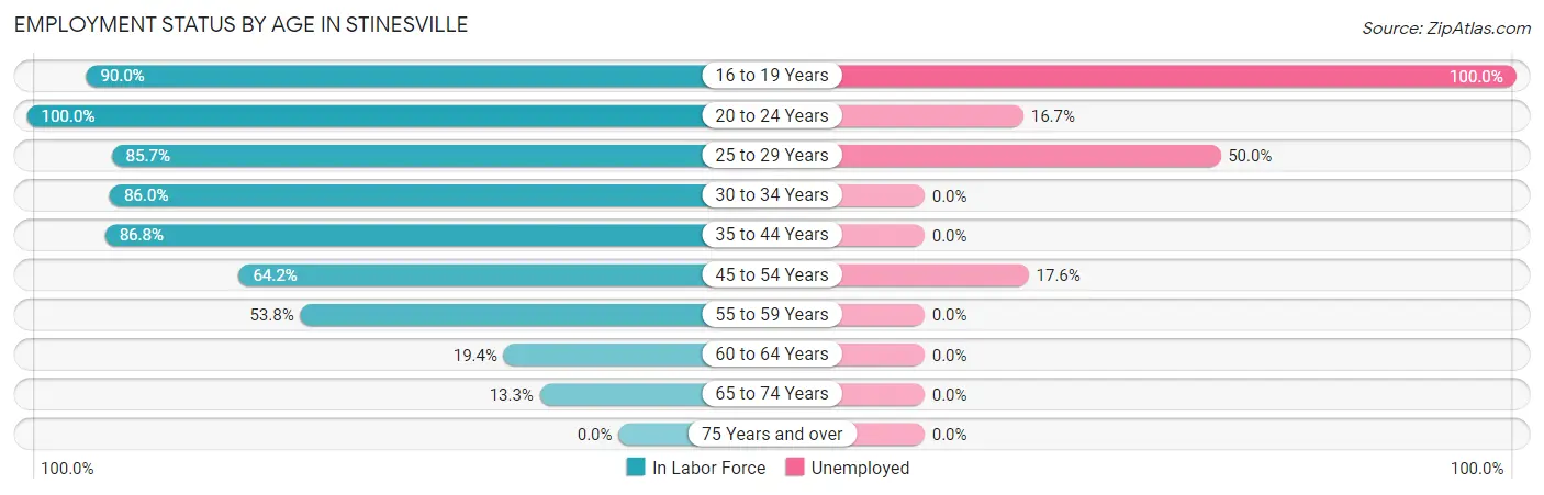 Employment Status by Age in Stinesville