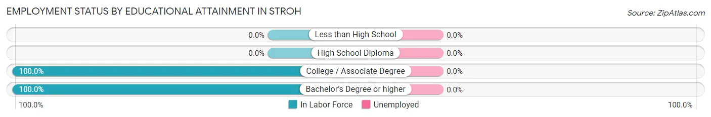 Employment Status by Educational Attainment in Stroh