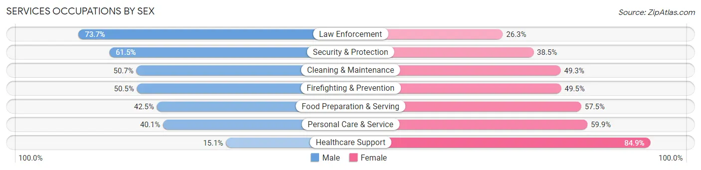 Services Occupations by Sex in Terre Haute