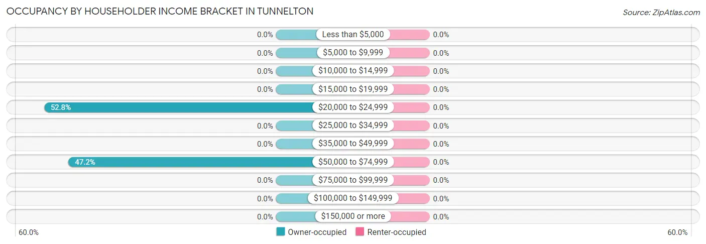 Occupancy by Householder Income Bracket in Tunnelton