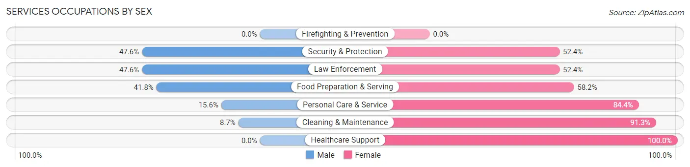 Services Occupations by Sex in Veedersburg