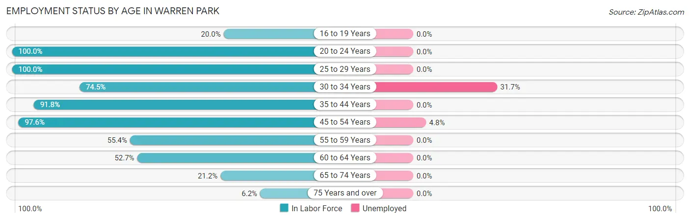 Employment Status by Age in Warren Park