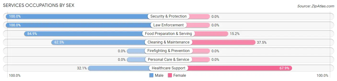 Services Occupations by Sex in Warren Park