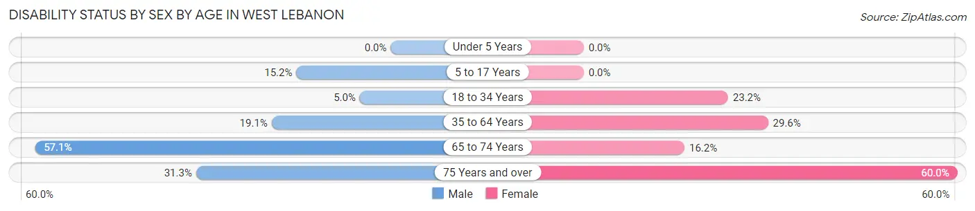 Disability Status by Sex by Age in West Lebanon