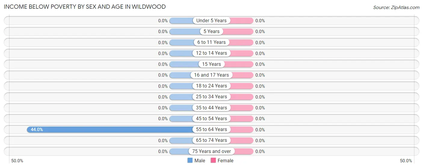 Income Below Poverty by Sex and Age in Wildwood