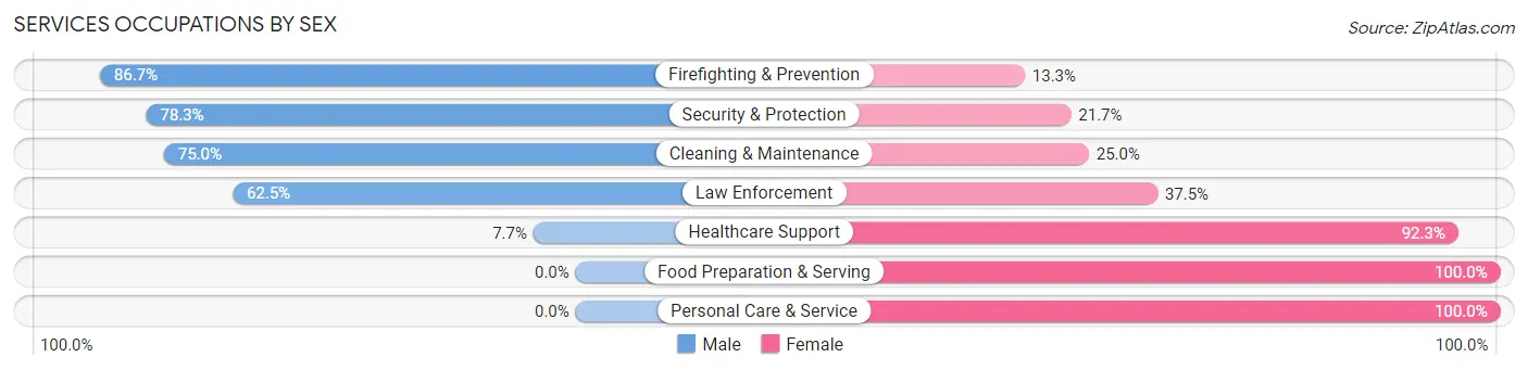Services Occupations by Sex in Wilkinson