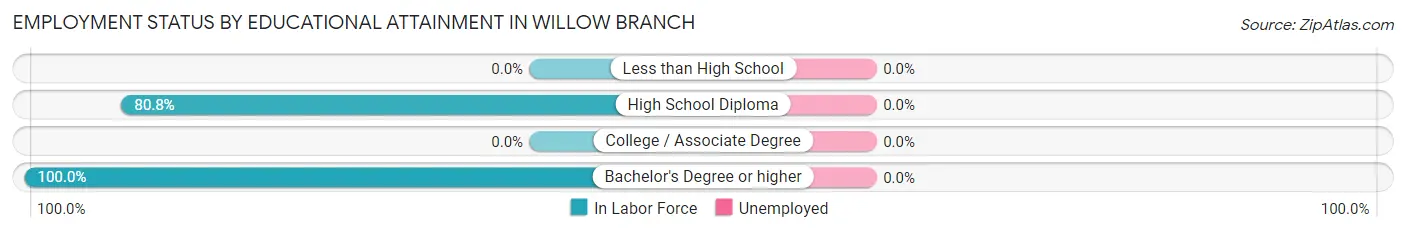 Employment Status by Educational Attainment in Willow Branch
