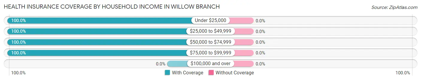 Health Insurance Coverage by Household Income in Willow Branch