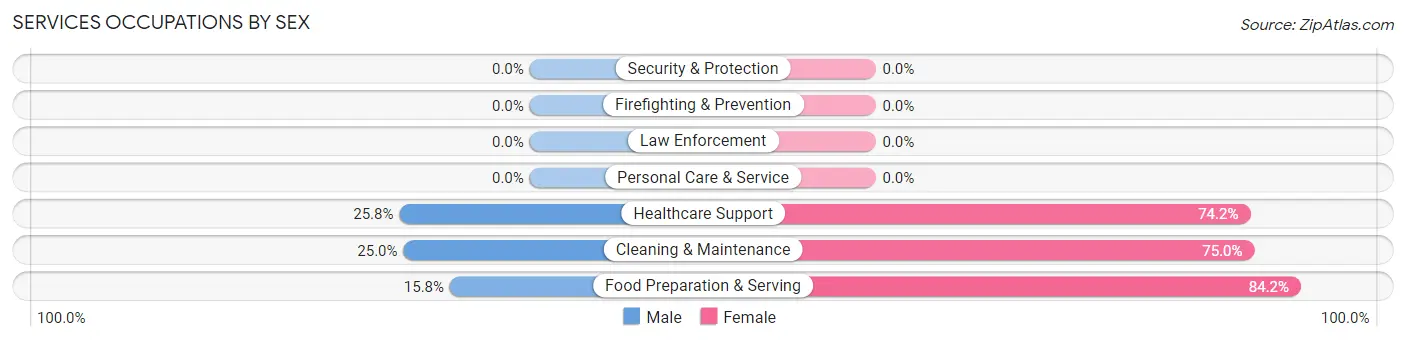 Services Occupations by Sex in Windfall City