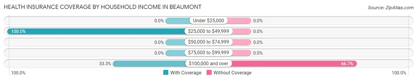 Health Insurance Coverage by Household Income in Beaumont
