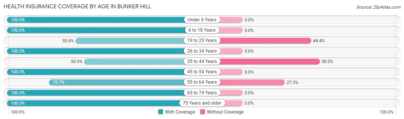 Health Insurance Coverage by Age in Bunker Hill