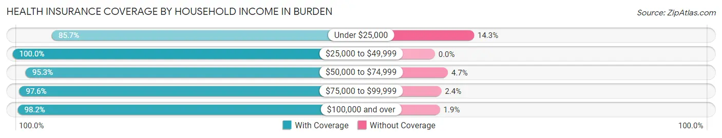 Health Insurance Coverage by Household Income in Burden