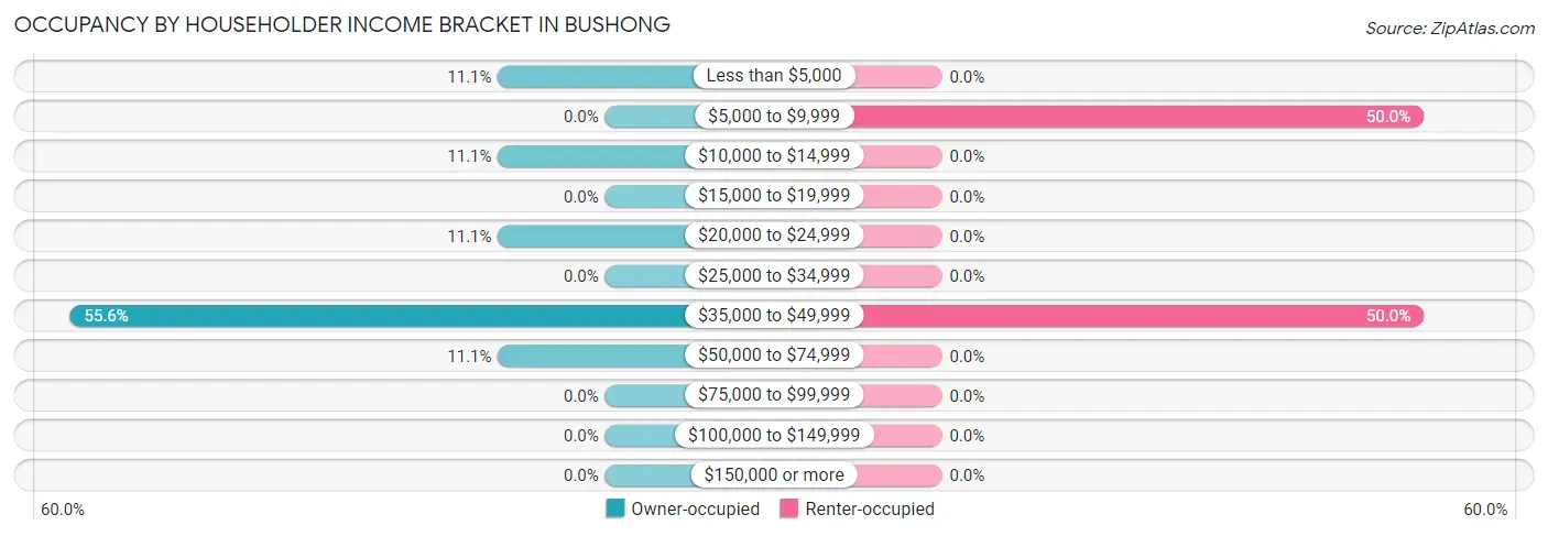 Occupancy by Householder Income Bracket in Bushong