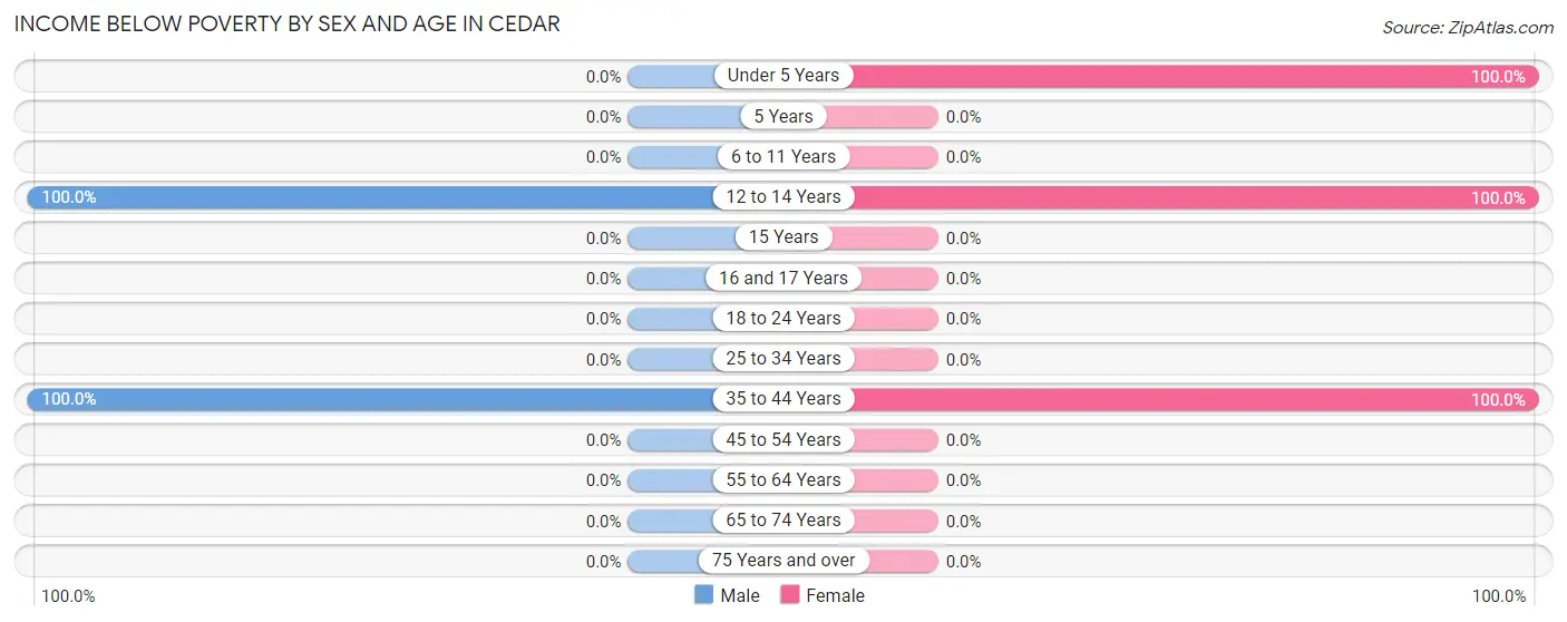 Income Below Poverty by Sex and Age in Cedar