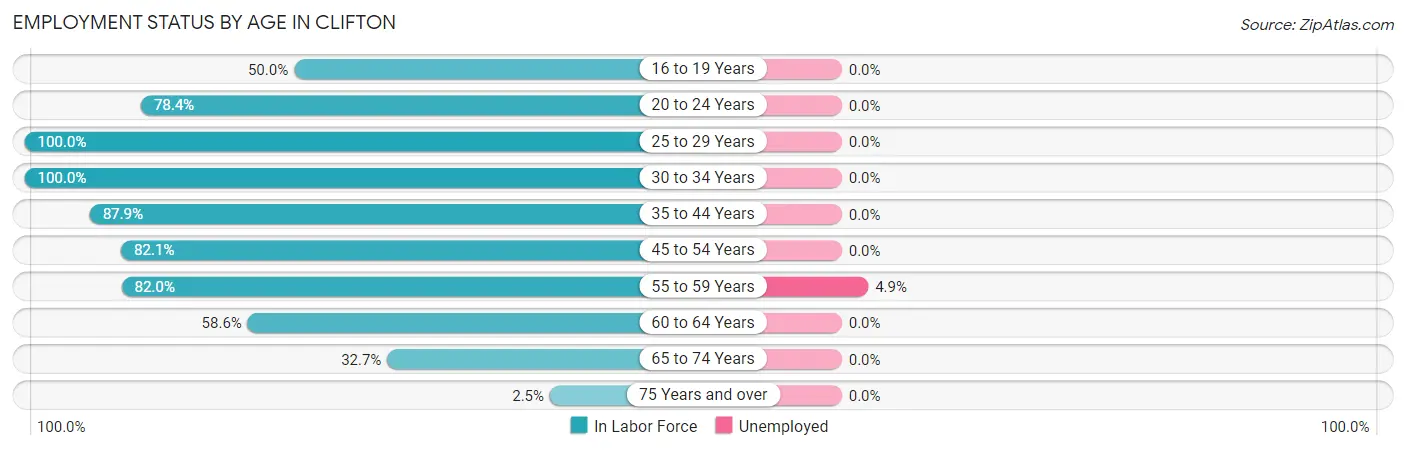 Employment Status by Age in Clifton
