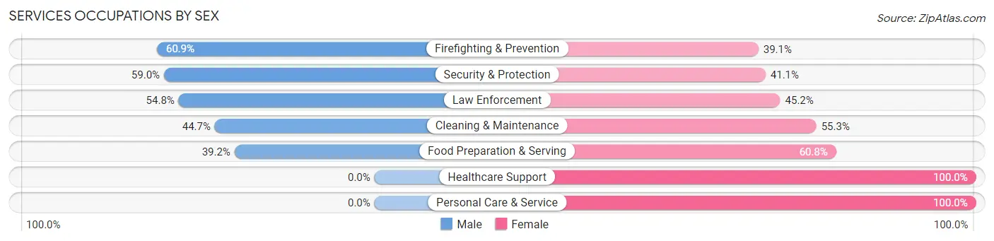 Services Occupations by Sex in De Soto