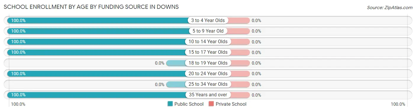School Enrollment by Age by Funding Source in Downs