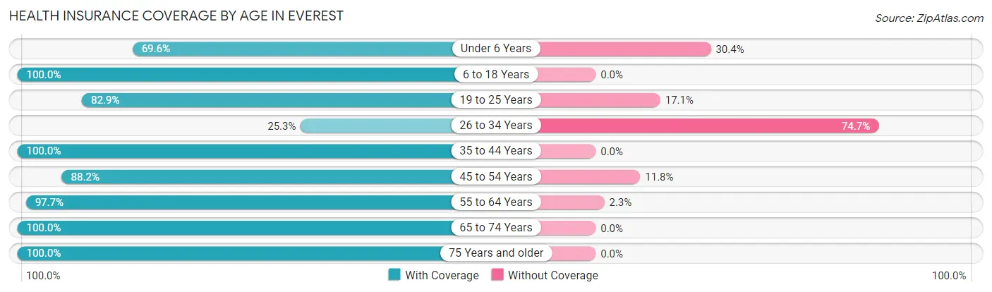 Health Insurance Coverage by Age in Everest
