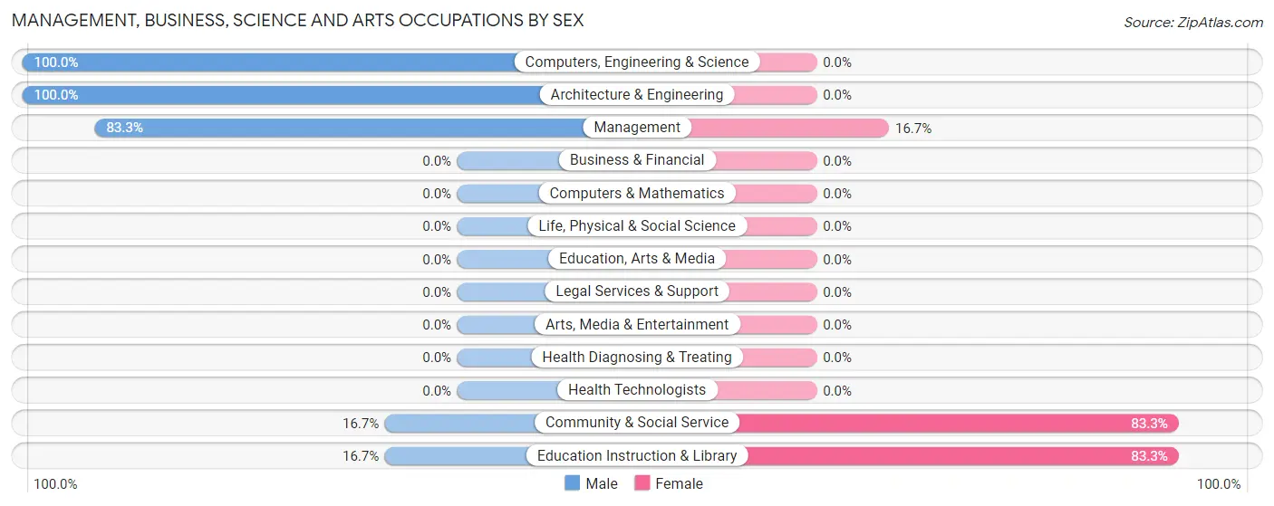 Management, Business, Science and Arts Occupations by Sex in Gem