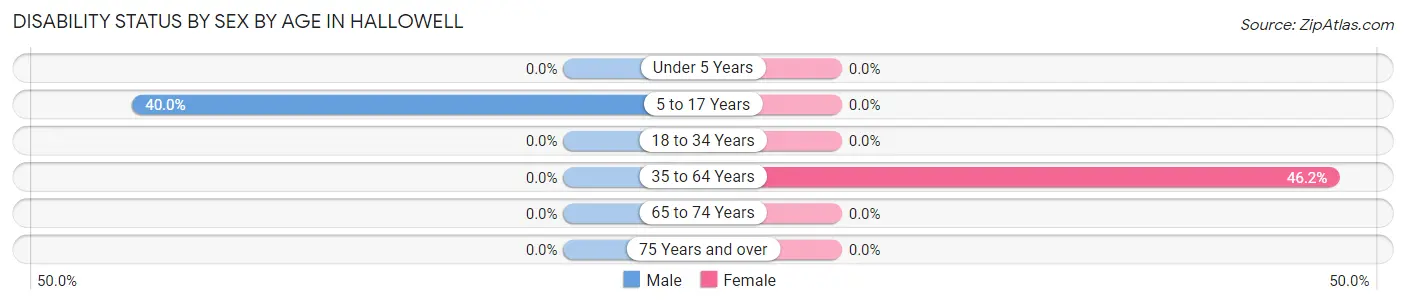 Disability Status by Sex by Age in Hallowell