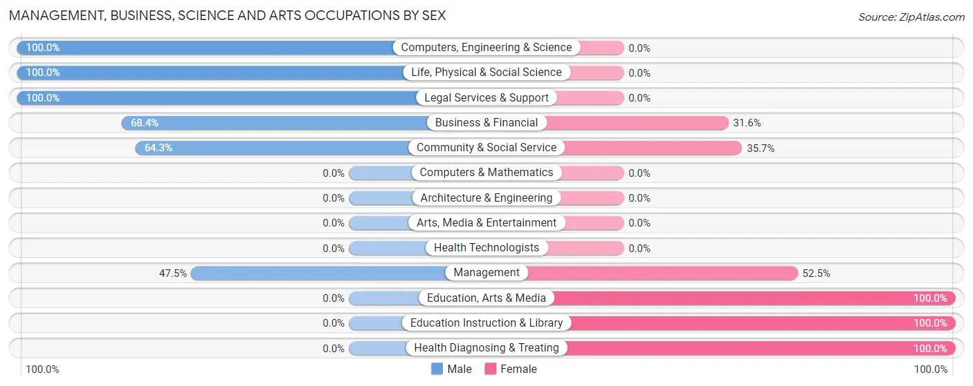 Management, Business, Science and Arts Occupations by Sex in Johnson City