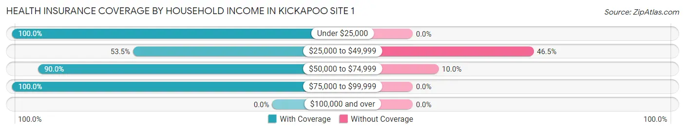 Health Insurance Coverage by Household Income in Kickapoo Site 1