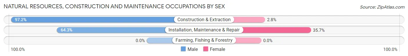 Natural Resources, Construction and Maintenance Occupations by Sex in La Cygne