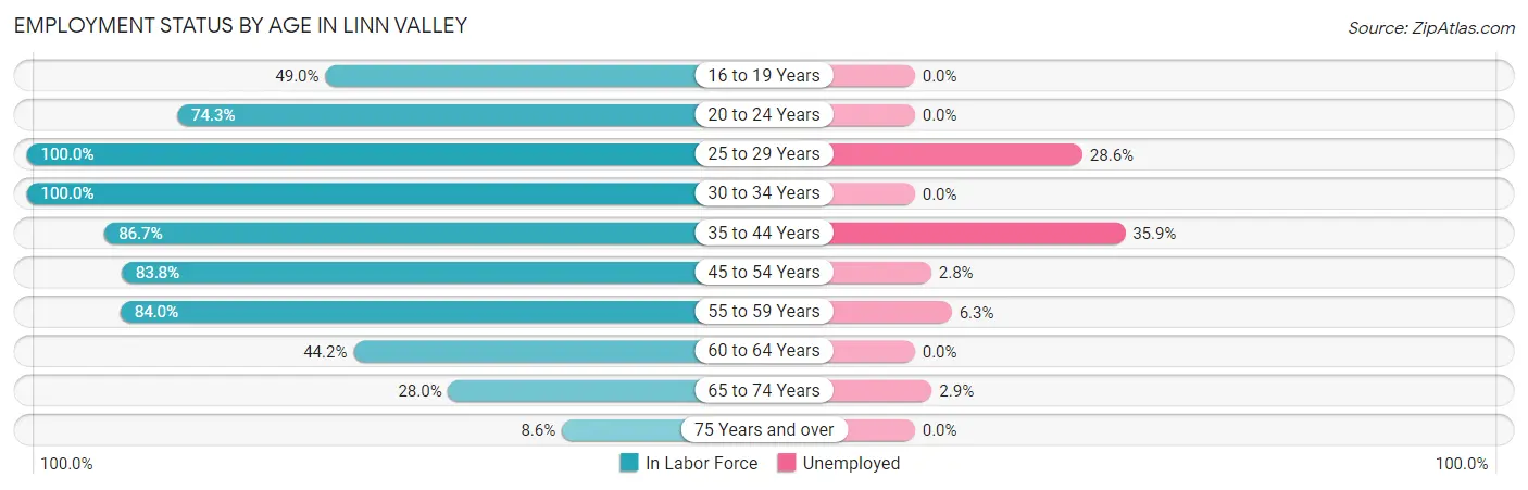 Employment Status by Age in Linn Valley