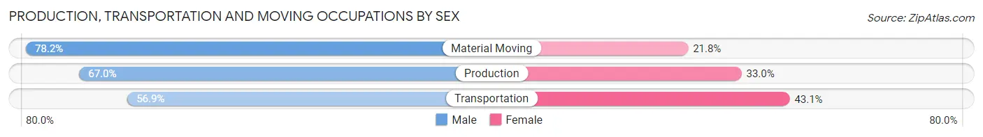 Production, Transportation and Moving Occupations by Sex in Manhattan