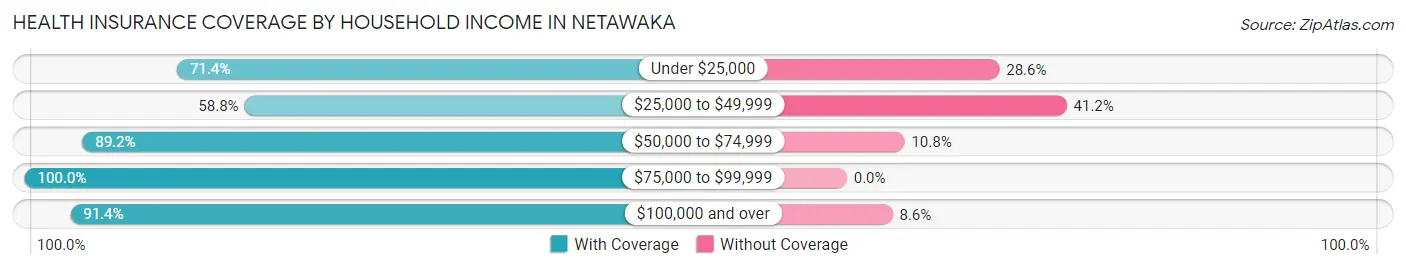 Health Insurance Coverage by Household Income in Netawaka