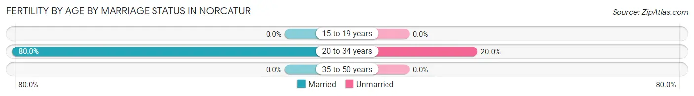 Female Fertility by Age by Marriage Status in Norcatur