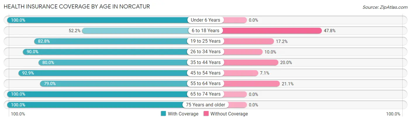 Health Insurance Coverage by Age in Norcatur