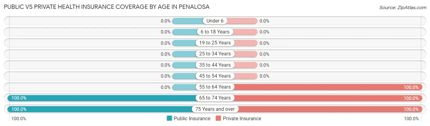 Public vs Private Health Insurance Coverage by Age in Penalosa