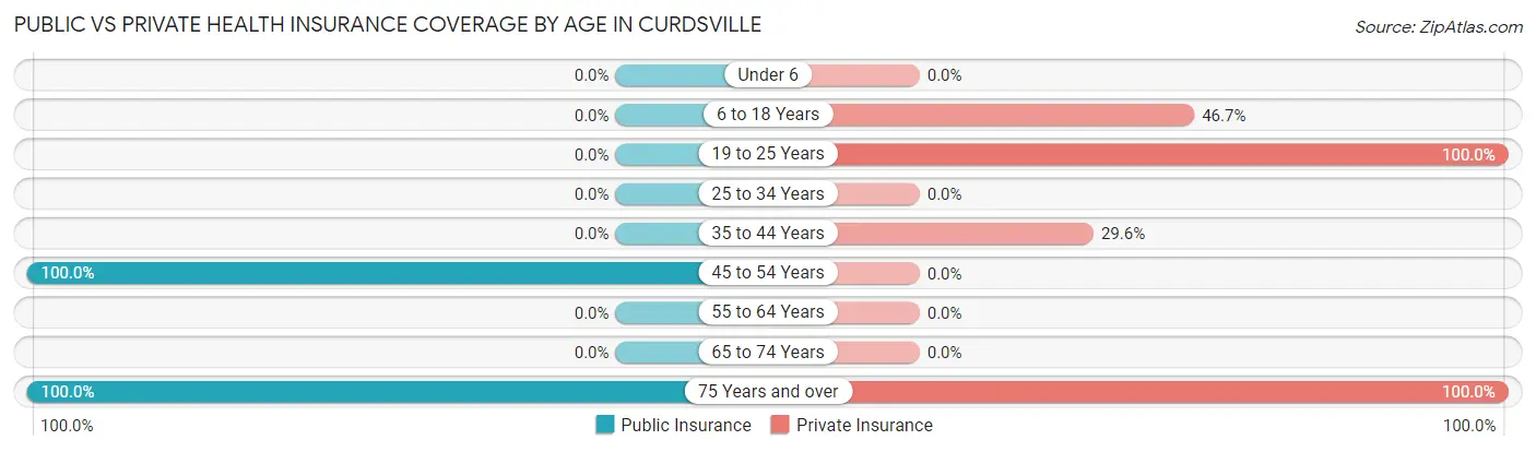 Public vs Private Health Insurance Coverage by Age in Curdsville