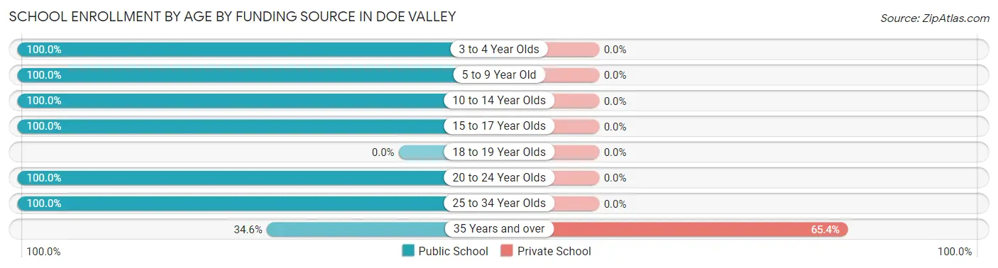 School Enrollment by Age by Funding Source in Doe Valley