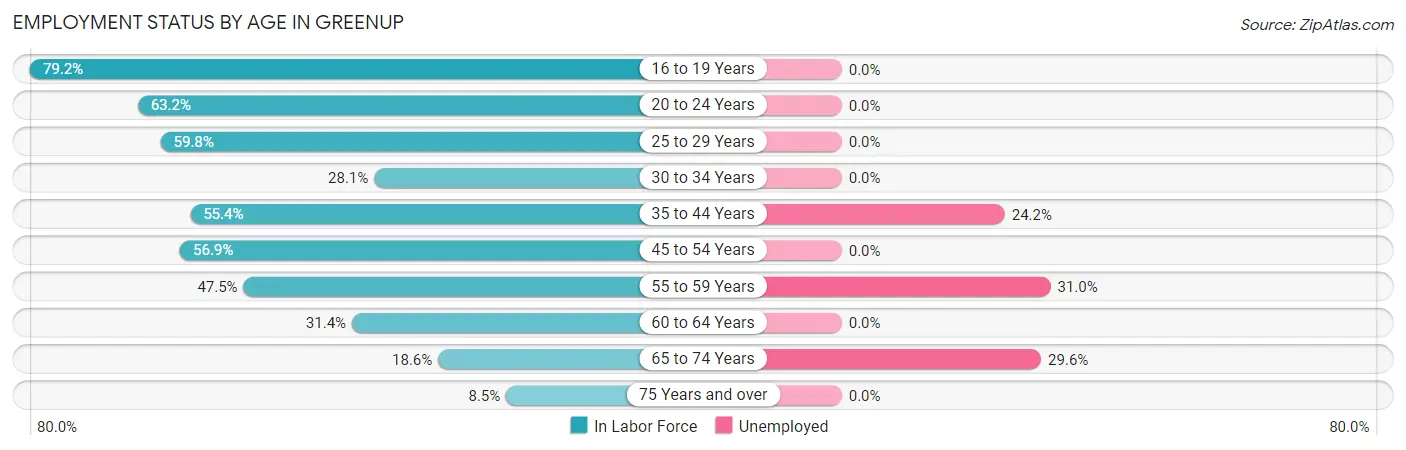 Employment Status by Age in Greenup