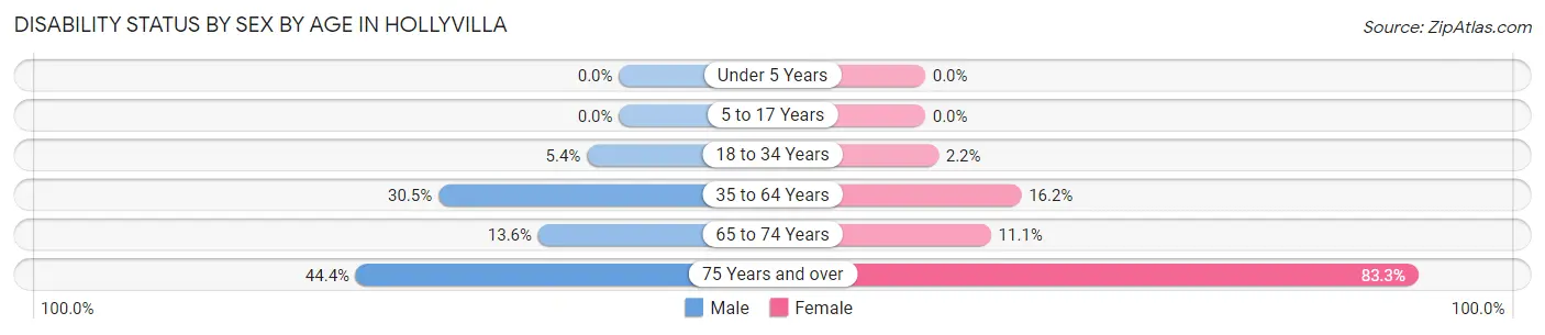 Disability Status by Sex by Age in Hollyvilla