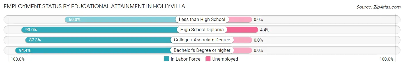 Employment Status by Educational Attainment in Hollyvilla