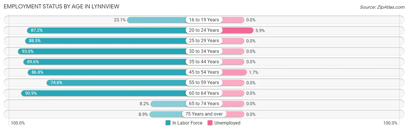 Employment Status by Age in Lynnview