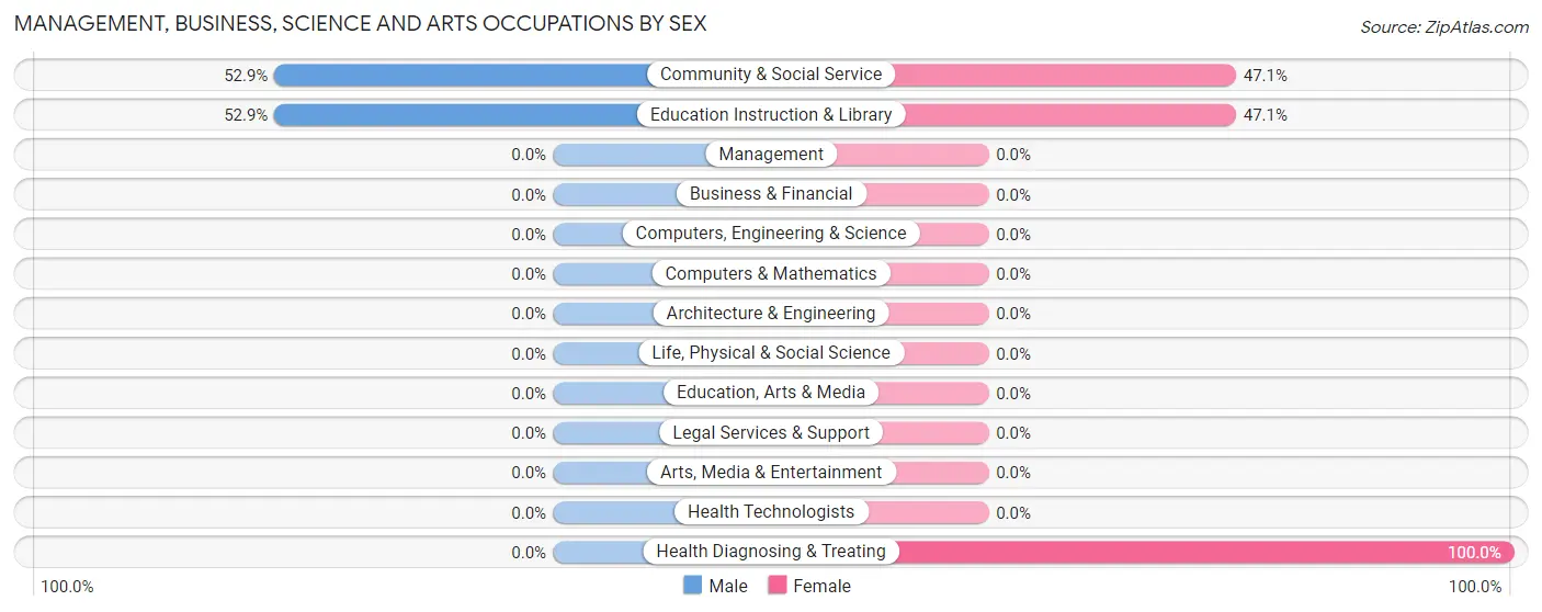 Management, Business, Science and Arts Occupations by Sex in South Wallins
