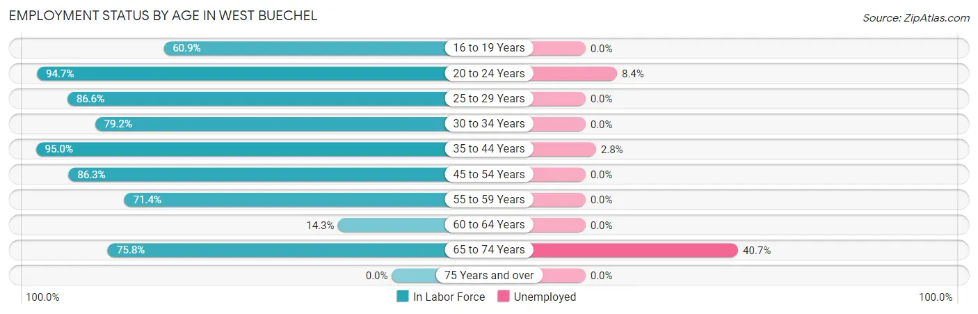Employment Status by Age in West Buechel