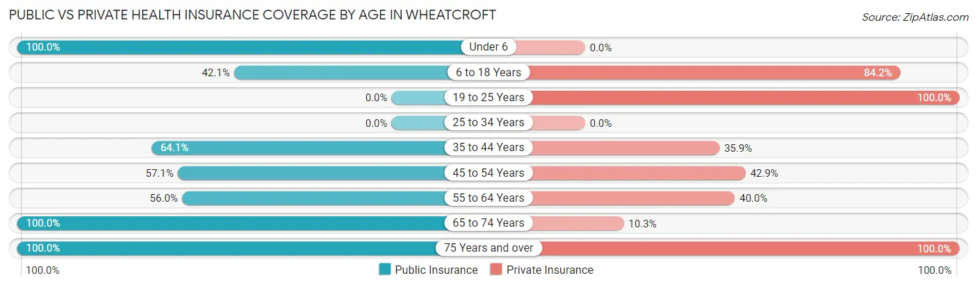 Public vs Private Health Insurance Coverage by Age in Wheatcroft